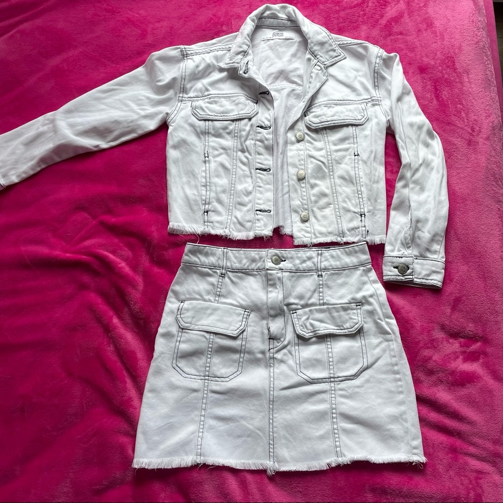 Zara White Denim Co-ord Set